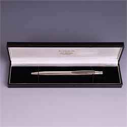 Modern silver cased ball point pen, with decorative hallmark, Harrison Brothers & Howson L...