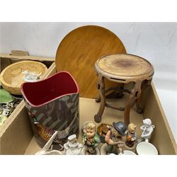 Five Goebel Hummel figures including Trumpet Boy, Max and Moritz and Soloist, Doulton Lambeth miniature tankard, Caithness Paisley Twist paperweight, Duchess Winchester tea and dinner wares and a collection of other ceramics and glassware, etc, in five boxes