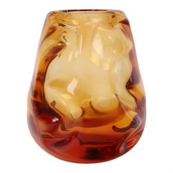 Whitefriars amber Knobbly glass vase, H15cm