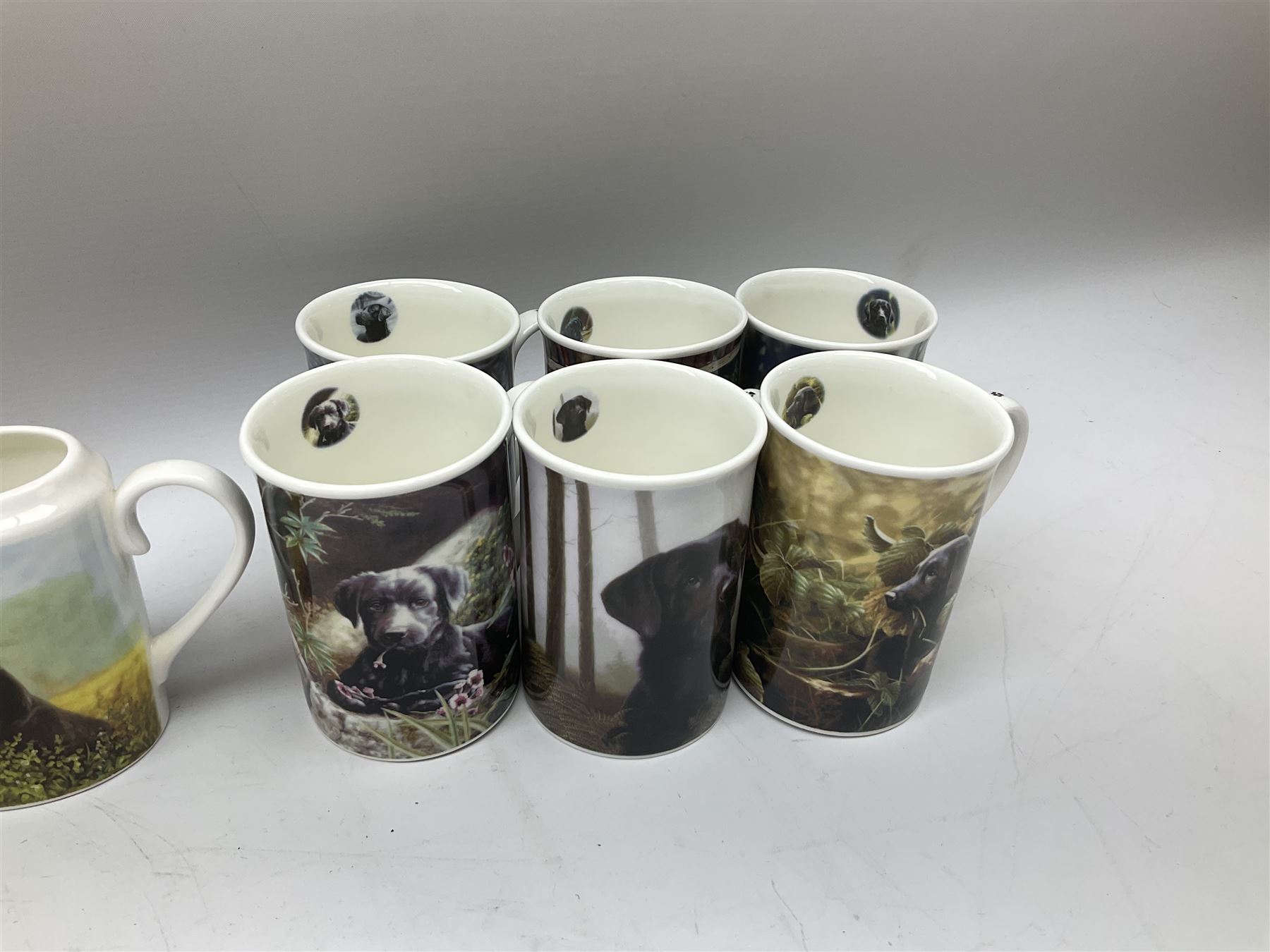 Danbury Mint Black Labradors by John Silver teaset for six, comprising teapot, open sucrier, milk jug, and six mugs, in one box