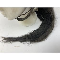 French Model 1913 mounted gendarmerie helmet; brass bodied with nickel mounts, chin strap, comb and horse-hair H27cm (no liner)