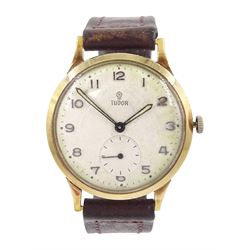 Tudor gentleman's 9ct gold manual wind wristwatch, silvered dial with Arabic hour markers ...