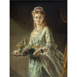 John Robert Dicksee (British 1817-1905): 'The Daughter of the House', oil on canvas signed with monogram, titled verso 45cm x 34cm