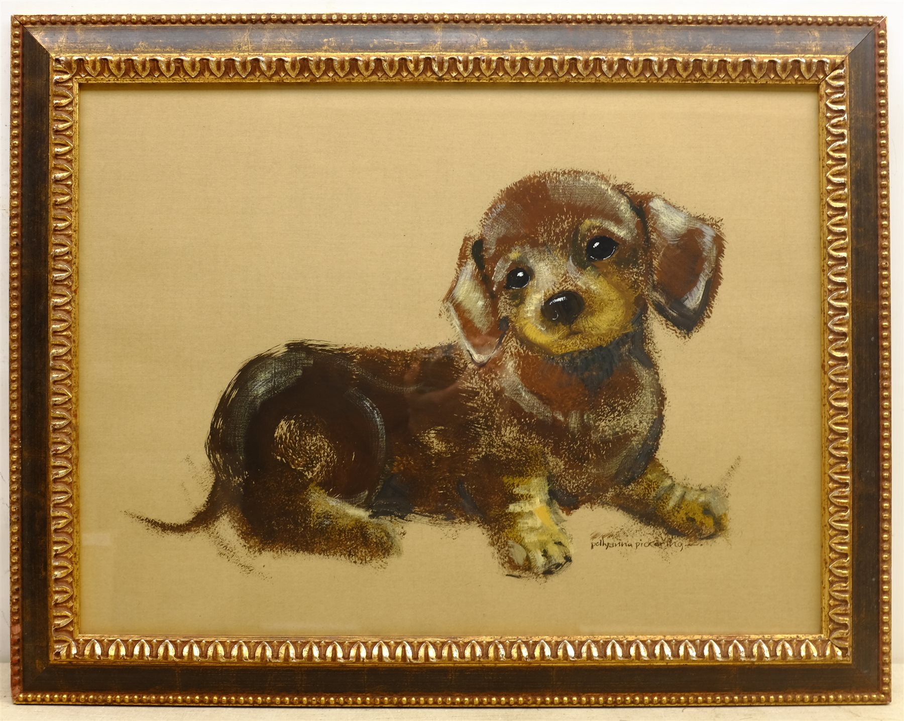 Pollyanna Pickering (British 1942-2018): Study of a Puppy, mixed media signed 44cm x 60cm
