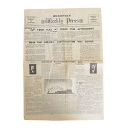 Guernsey Weekly Press, Tuesday May 15th 1945, together with two books on the occupied Channel Isles
