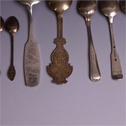 Collection of continental silver spoons, including set of six enamel demitasse spoons, stamped 925 and two enamel year spoons one by Arne Hansen, the other by Anton Michelsen