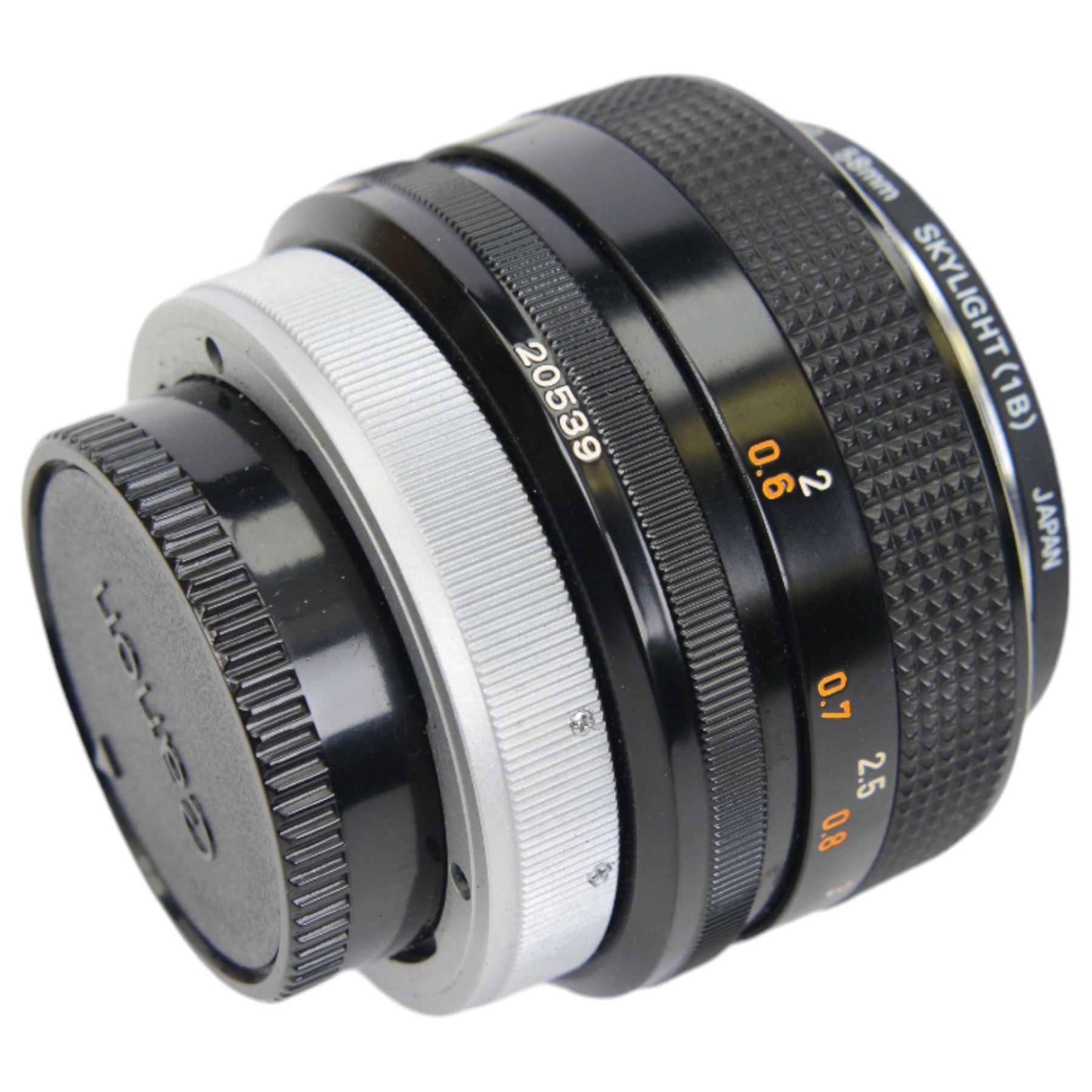 Canon FD 55mm 1:1.2 lens serial no. 20539, in carry pouch