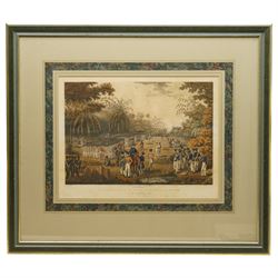 George Hunt (British c.1797-1841) after Lieutenant Joseph Moore (British fl.c.1824): Views of 'Rangoon' and 'Kemmindine near Rangoon', pair early 19th century etchings with hand-colouring of the First Anglo Burmese War pub. Views in the Birman Empire (London 1825-26) (2)