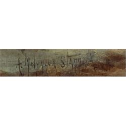 Alexander Molyneux Stannard (British 1878-1975): Feeding the Chickens, watercolour signed 37cm x 62cm