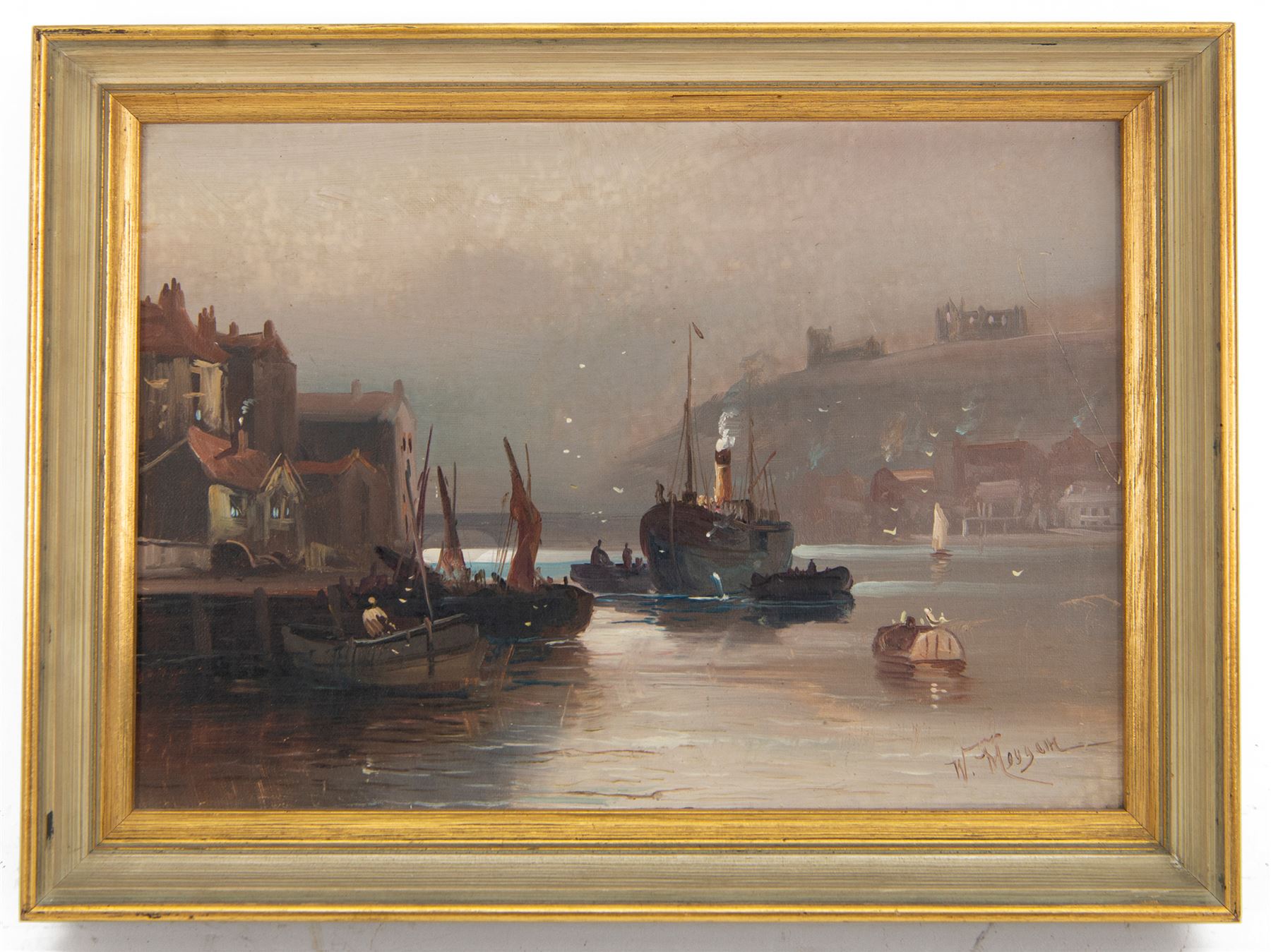 Walter Linsley Meegan (British c1860-1944): Scarborough and Whitby Harbour, pair oils on canvas signed 24cm x 34cm (2)