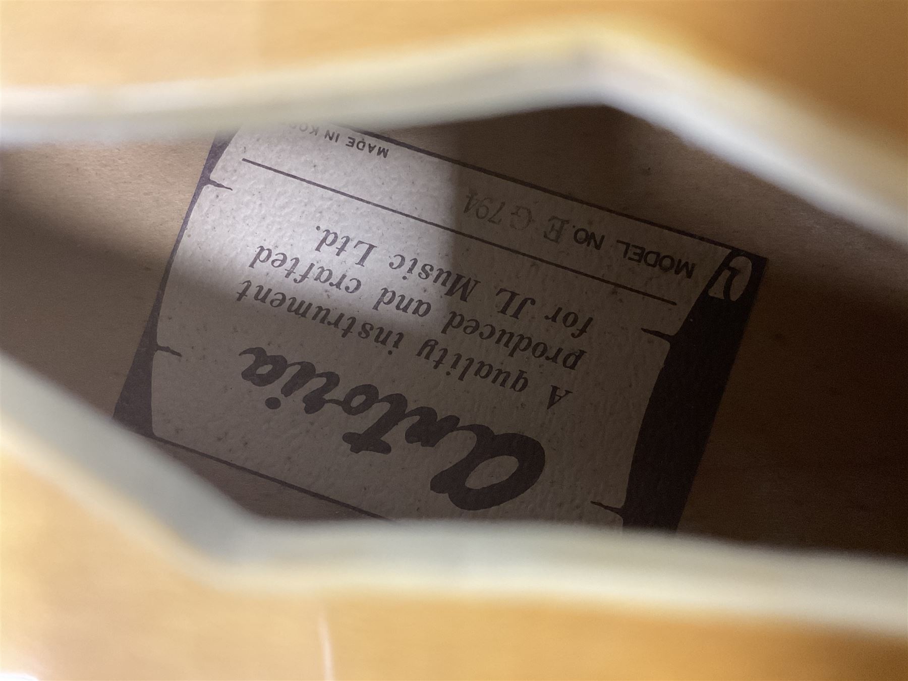 1980s Korean Antoria Jazzstar hollow body electric guitar, in blonde finish with inlaid fretboard, model no E G794, L109cm