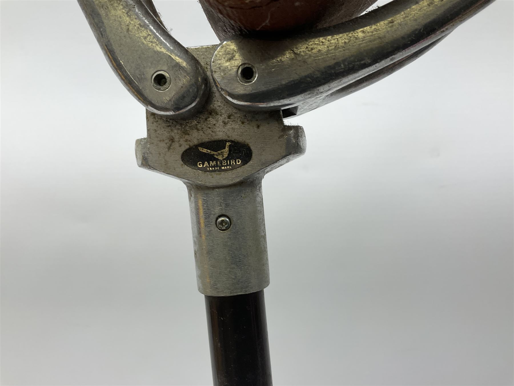 Adjustable Gamebird shooting stick, together with Mills Munitions shooting stick, Featherwate shooting stick, five others and two wooden walking sticks.  
