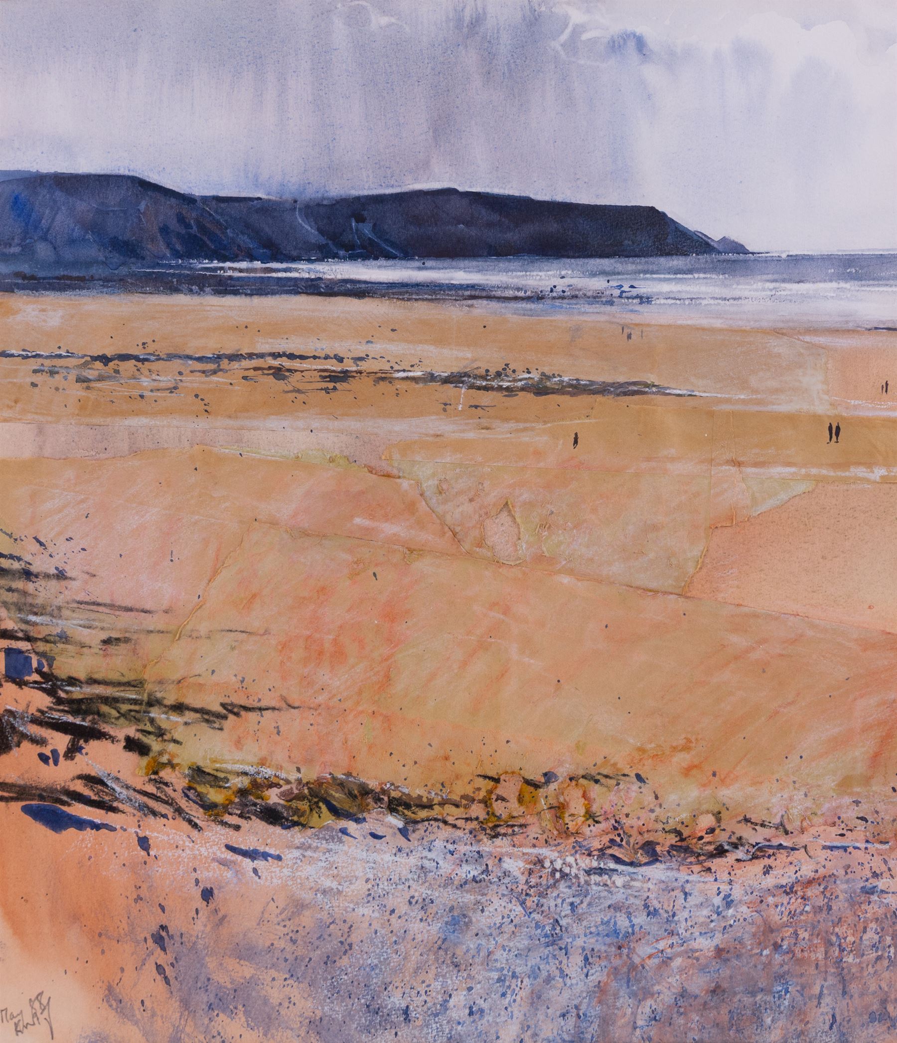 Kurt Jackson (British 1961-): 'Widemouth Bay II', mixed media signed and dated May '88, titled on label verso 41cm x 36cm 
Provenance: with Pelter Sands Fine Paintings, label verso