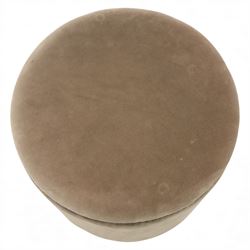 Oka - Costellina circular ottoman stool upholstered in brown velvet, metal studs lining the top edge