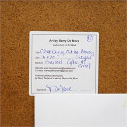 Barry De More (Yorkshire 1948-2023) after El Greco (Greek 1541-1614): '
Christ Driving the Money Changers from the Temple', charcoal heightened with white, signed and titled verso 37cm x 47cm
Notes: Acclaimed as one of the North's greatest expressionist artists, Barry De More (1948-2023) used a heavy impasto style to transfer his love of Yorkshire landscapes, townscapes and people to canvas. His work sits comfortably in the company of work by Kossoff and Auerbach, selling to collectors in the UK and overseas. De More's work can be found in the permanent collection of work by Northern Artists at Dean Clough, one of the UK's largest contemporary art galleries.