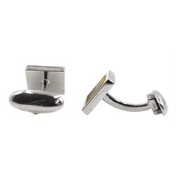 Pair of 9ct white and yellow gold square cufflinks, stamped 375, approx 9.6gm