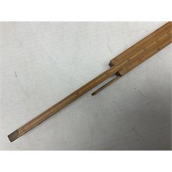 Late 18th/early 19th century boxwood ruler with four slides, for use by Customs &. Excise in the brewery trade; scales on all four sides each having a central slide with divisions on either side;  possibly made by 'E. Roberts, Dove Court, Old Jewry, London' (Edward Roberts (I) 1749-1776 & Edward Roberts (II) 1788-1795) L30.5cm