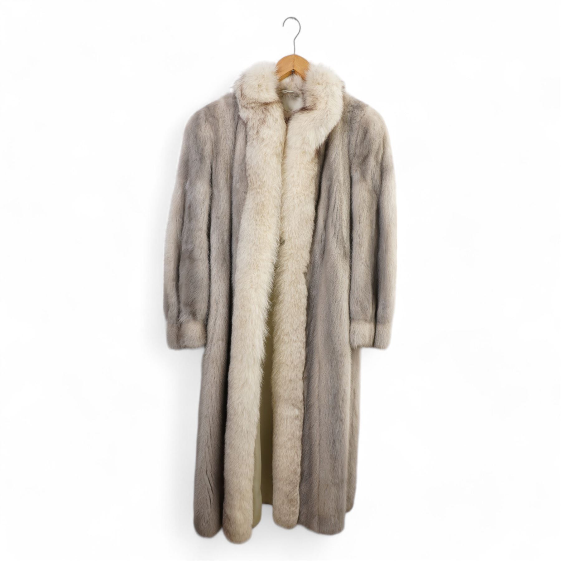 M. Caplan Furs Ottawa silver mink full length coat, another fur coat, a cape with fur trim and four vintage dresses