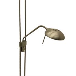Brushed silver uplighter with adjustable reading lamp