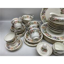 Paragon Country Lane part tea and dinner service, including eight tea cups and saucers, nine dinner plates, eight bowls, eight twin handled soup bowls, salt and pepper shakers etc (approx 80) 