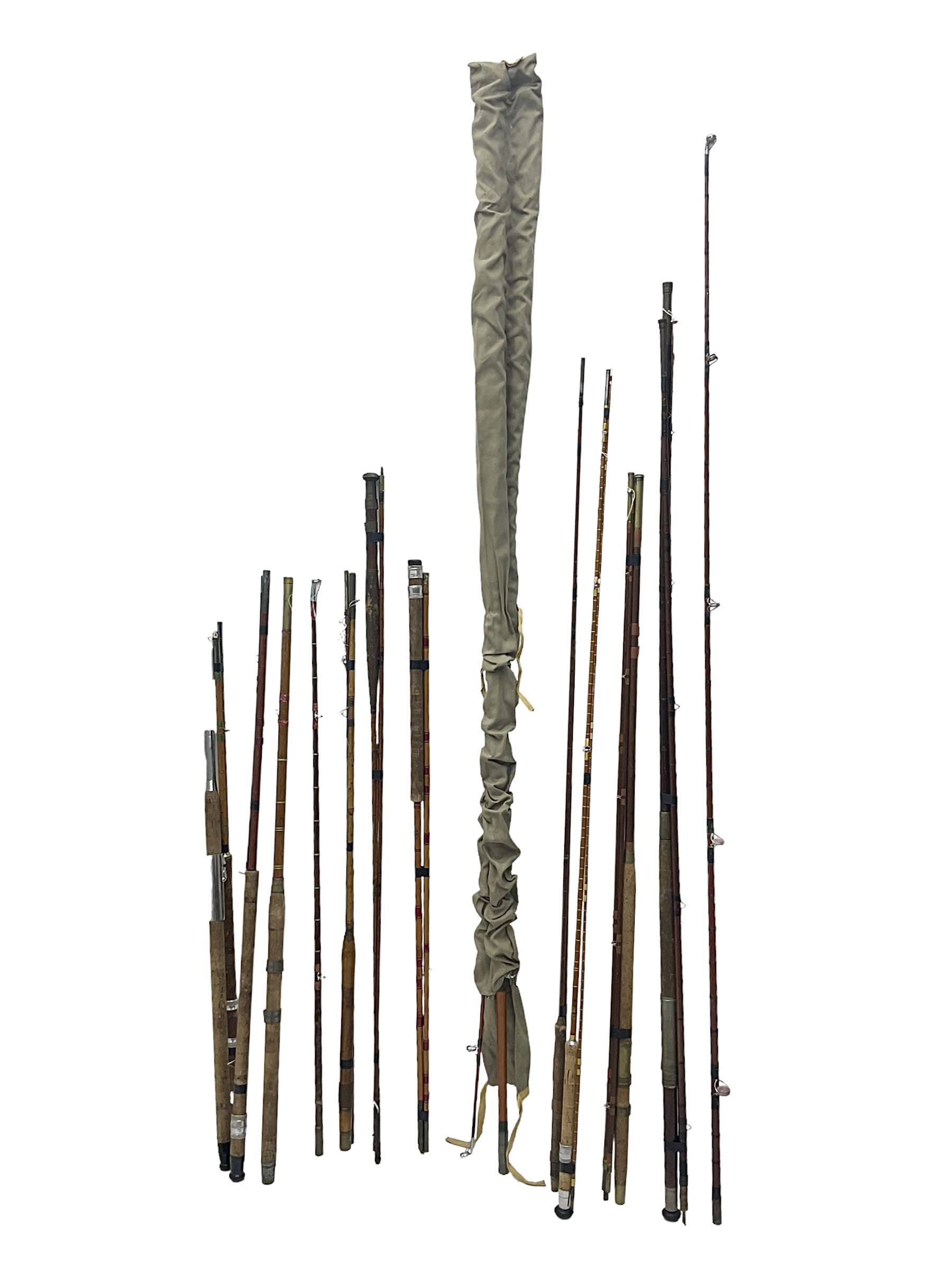 Collection of split cane and similar part fishing rods, etc