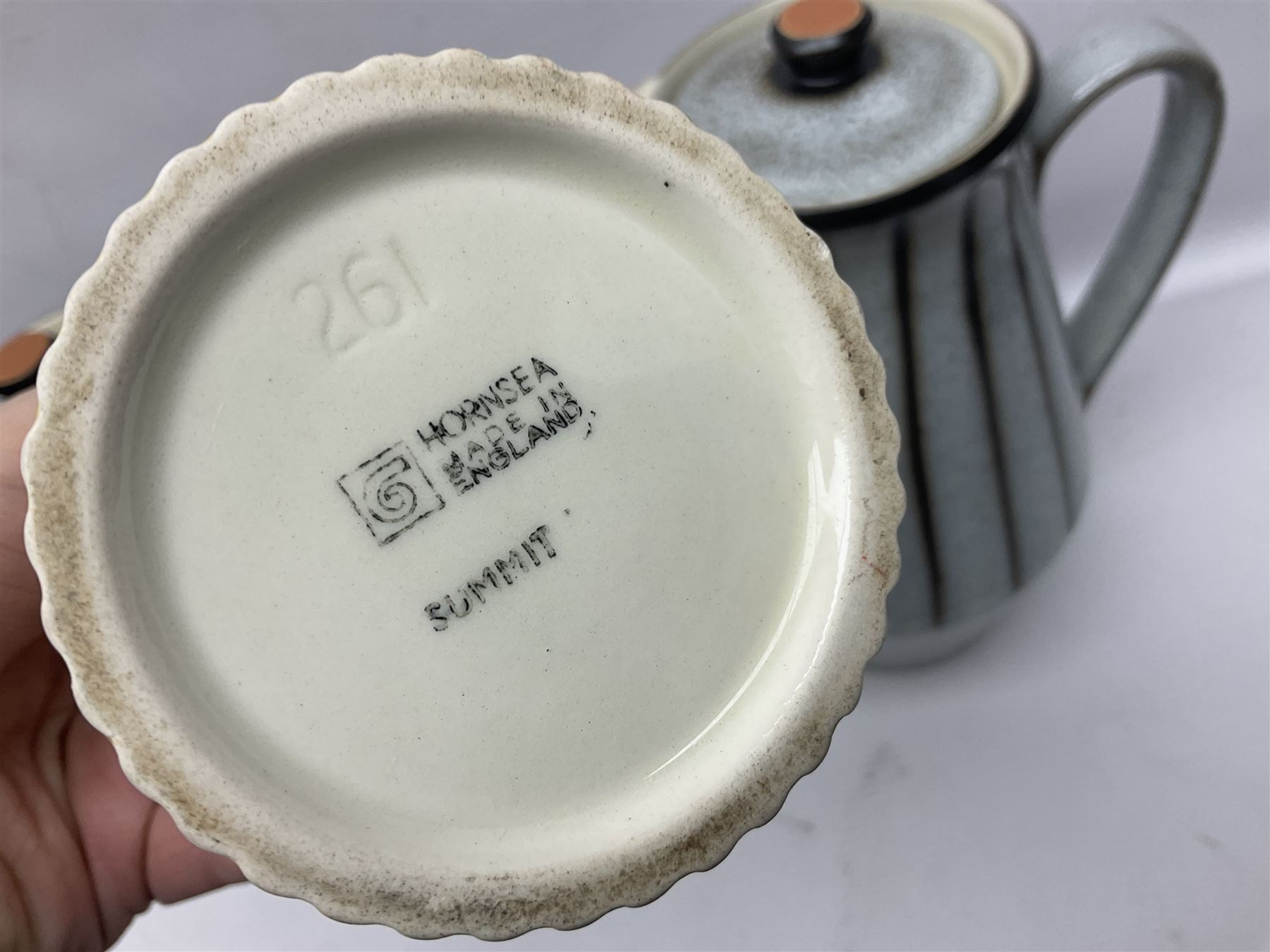 Denby coffee pot, together with Hornsea sugar shaker, glassware and other collectables 