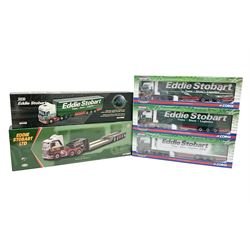 Corgi Eddie Stobart - five limited edition heavy haulage vehicles comprising CC12203 Scania Low Loader; CC12936 Scania Topline Curtainside Trailer; CC13801 Mercedes-Benz Actros Fridge Trailer; CC13415 MAN TGA XXL Curtainside; and CC14002 Volvo FH Curtainside; all boxed (5)