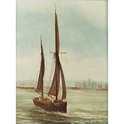 Continental School (20th Century): Shipping Scenes, two oils on panel and one on canvas variously signed in gilt frames, largest 29cm x 38cm (3)