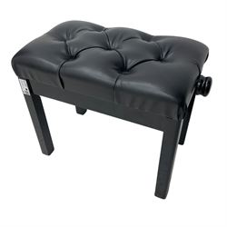 Roland - HP-109 digital mini-grand piano, in black high gloss lacquered case, on square tapering supports with spade feet and brass castors; together with matching adjustable stool 