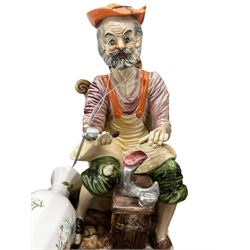 Five ‘The Juliana Collection’ figures, Capodimonte figure of a cobbler, four decorative cat plates, another decorative plates and Aynsley china