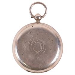 Silver AWW & Co Waltham Mass open faced pocket watch with subsidiary seconds dial, hallmarked