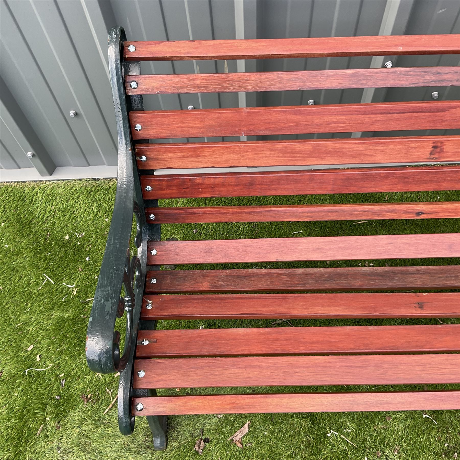 Cast iron and wood slatted garden bench - THIS LOT IS TO BE COLLECTED BY APPOINTMENT FROM DUGGLEBY STORAGE, GREAT HILL, EASTFIELD, SCARBOROUGH, YO11 3TX