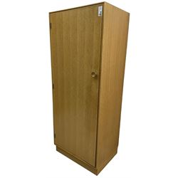 Meredew - mid-20th century oak single wardrobe (W61cm, H153cm, D46cm); and matching double wardrobe (W122cm, H176cm, D54cm)