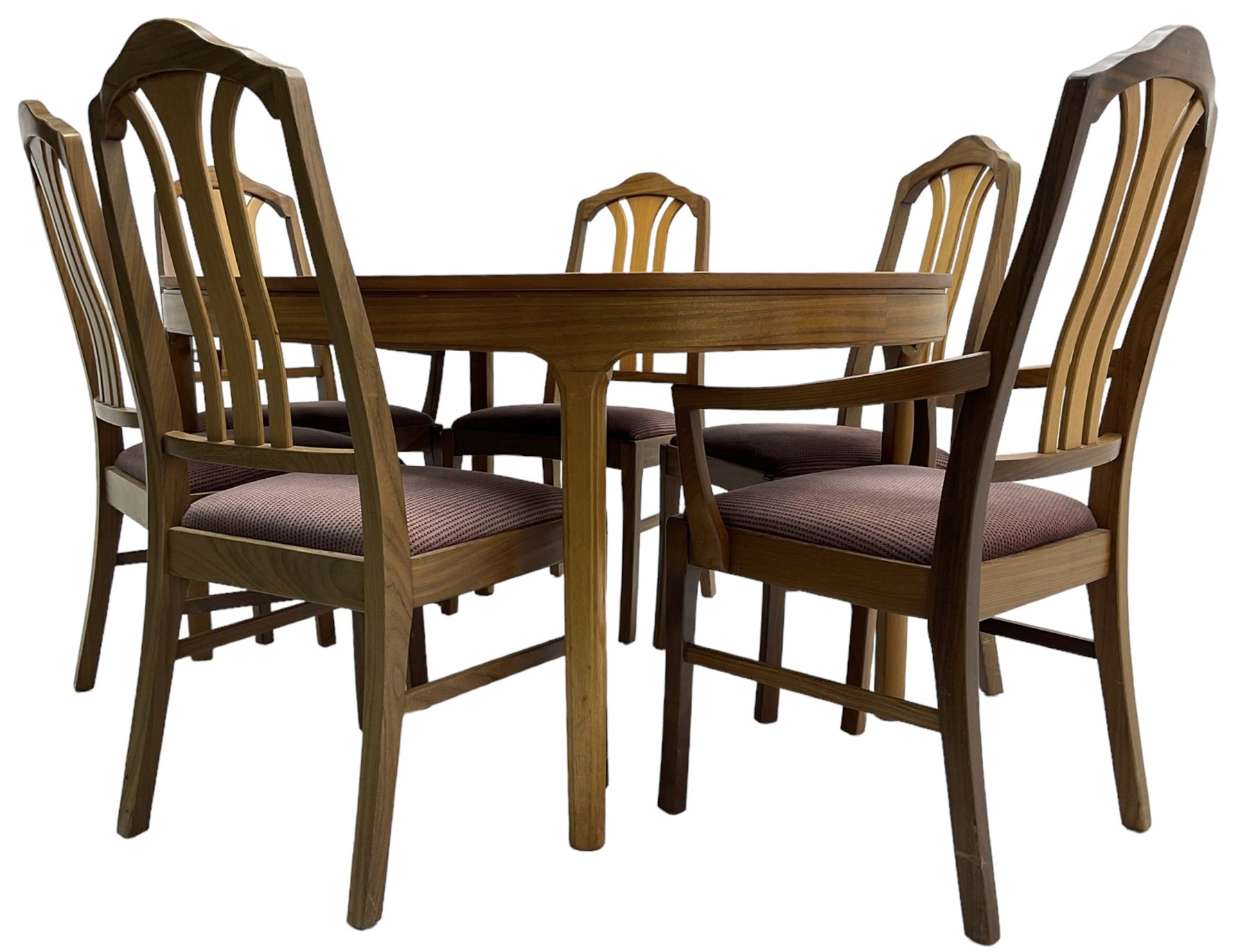 Nathan - teak oval extending dining table (99cm x 153cm - 205cm, H75cm ); and a set of six chairs