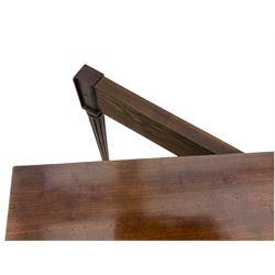 Early 19th century tea table, rectangular fold-over top with rounded corners, the frieze and sides inlaid with satinwood panels, double gate-leg action base, on reeded supports 