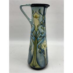 Moorcroft jug, of tapering form, decorated in the Calla Lily pattern by Emma Bossons, circa 2001, H24cm