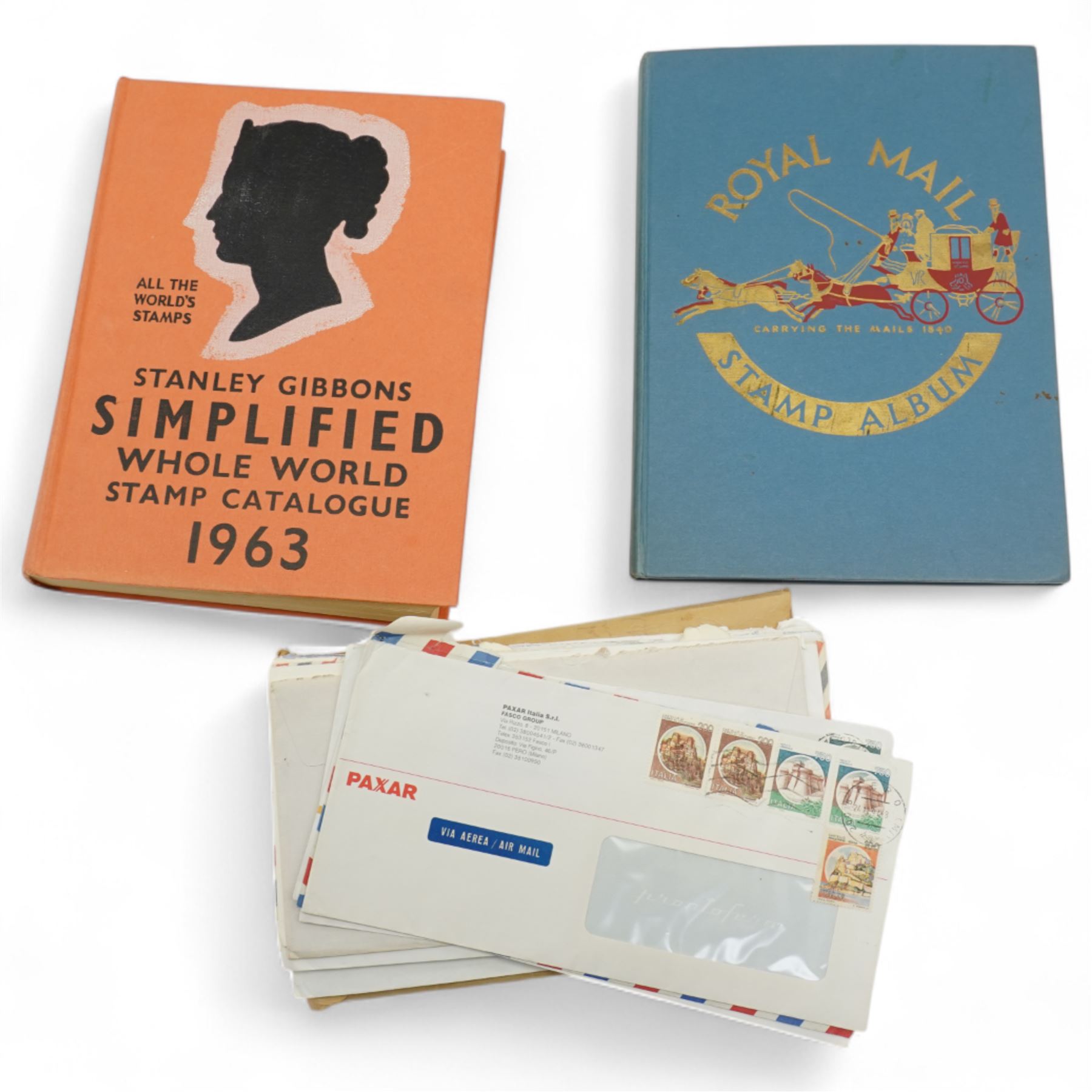 Grants of Dalvey pocket watch, and large collection of stamps to include, Worlds Most Famous Stamps Penny Black and Two Penny Blue, Royal Mail stamp album, Stanley Gibbons Stamp Catalogue, and other loose stamps etc