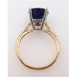  Rose gold single stone oval sapphire ring hallmarked 18ct sapphire approx 7 carat  