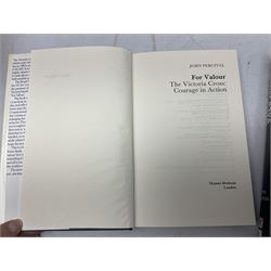Nine reference books of Victoria Cross interest including four 'VCs of the First World War' series; Martin Ashcroft: Victoria Cross Heroes; John Laffin: British VCs of World War Two; Bryan Perrett: For Valour; Ann Clayton: Martin Leake Double VC; and John Percival: For Valour (9)