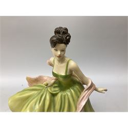 Five Royal Doulton figures from the Pretty Ladies collection, comprising Spring Ball HN5467, Autumn Ball 5465, Summer Ball HN5464, Summer HN5322 and Spring HN5321