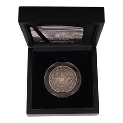 Charles II 1672 silver one crown coin, in Hattons of London case