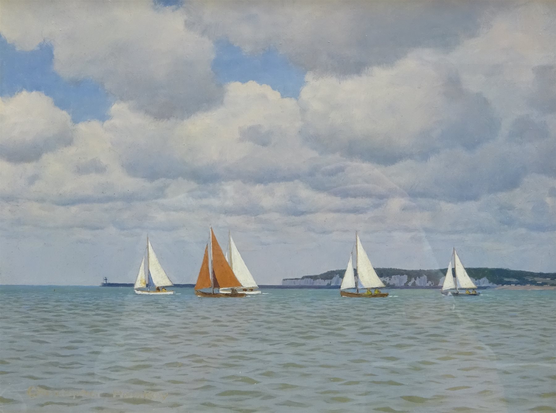 Christopher Alers Hankey (British 1911-2000): 'Sailing off Seaford', oil on board signed, titled verso 19cm x 25cm