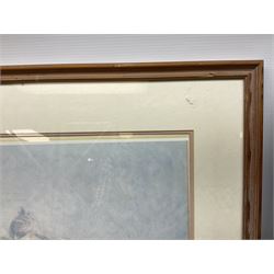 After Claude Monet (French 1840 - 1926): 'San Giorgio Maggiore', colour print; After Adolf Sehring (American 1930-): Summer Daydream, textured print; after John Trickett (British 1952-): Spaniel Puppy, colour print signed together with two needleworks (5)