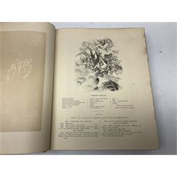 The Library Shakspeare Illustrated by Sir John Gilbert, George Cruikshank and R. Dudley with laid-in colour plates, three volumes, uniformly bound in half leather with a.e.g.