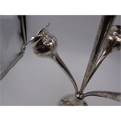 Early 20th century silver epergne, with four fluted branches, upon a weighted domed circular foot, engraved foot with monogram date 1887-1912, hallmarked Colen Hewer Cheshire, Chester 1910, H39.2cm