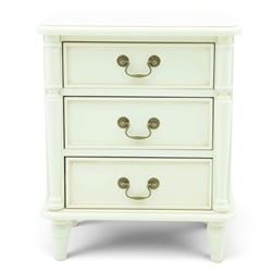 Laura Ashley - 'Clifton' bedside chest, fitted with three graduating drawers flanked by ha...
