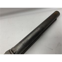 19th century George Gibbs of Bristol .461 cal. muzzle loading percussion match rifle with 28cm cut-down barrel and cut-down stock, Metford type rifling, fitted with additional three folding leaf rear sight to 400yds, back action sight still fitted to tang, maker's name to lock and top of barrel, serial no.439. L46.5cm overall