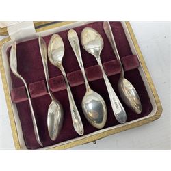 Cased set of six mid 20th century silver coffee spoons, hallmarked Sheffield 1954 and 1956, approximate silver weight 79.6 grams