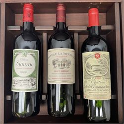 Directors Reserve Case containing three bottles of wine, comprising   Chateau Siaurac, 2006 LaLande Pomerol 75cl, 13.5% vol, Chateau La Tonnelle 2005 Haut-Medoc 75cl 13% vol and Chateau de la Comanderie 2006 Laland De Pomerol 75cl, 13% (3)