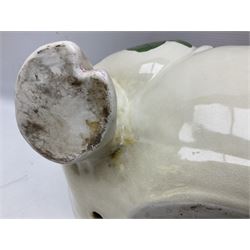 Large ceramic figure of a pig decorated with roses, L45cm